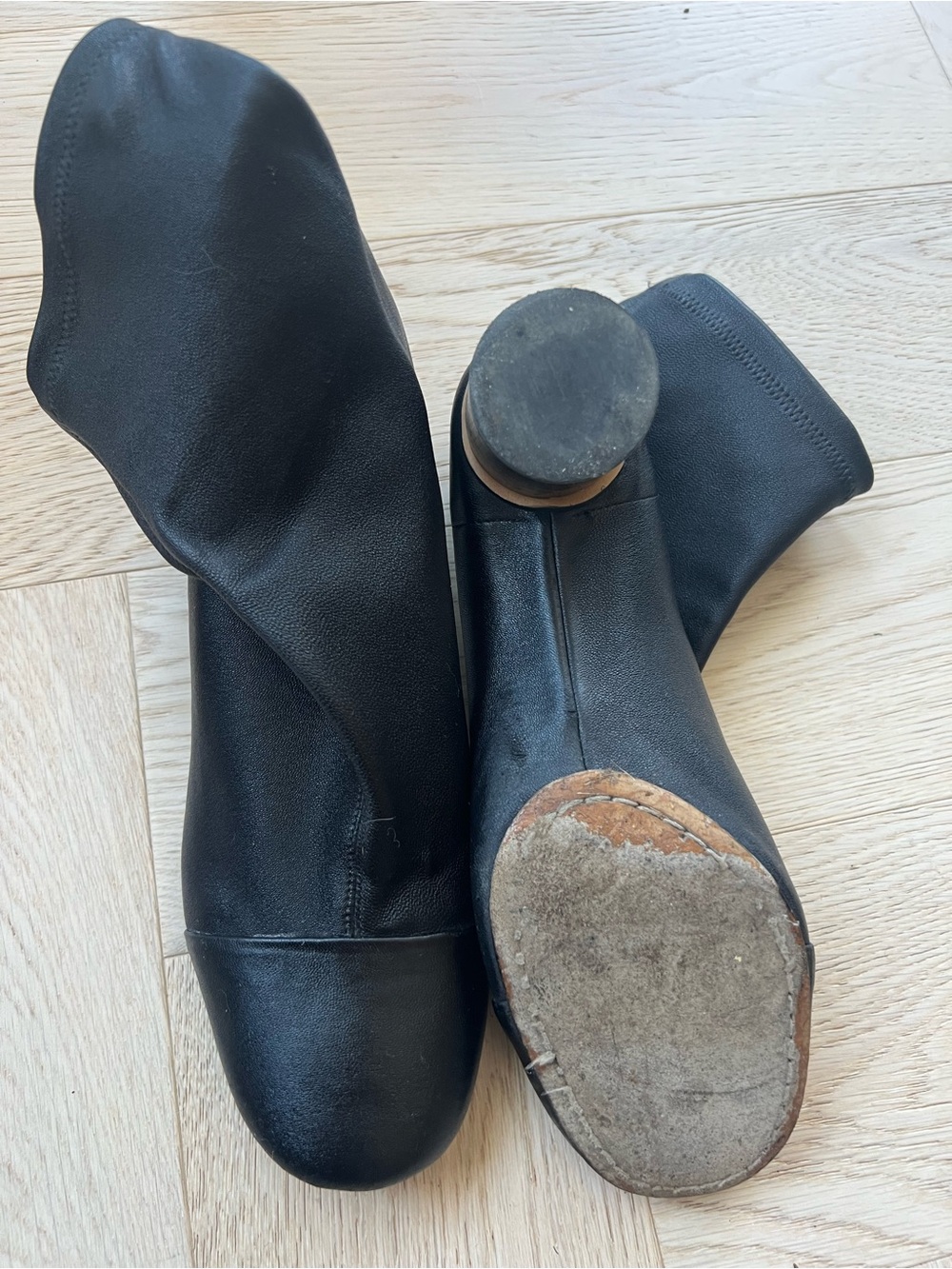 Isabel Marant Black Leather Sock Ankle Boots - Picture 9 of 11
